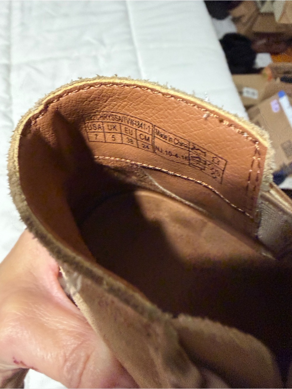 Vionic Tan Suede Perforated Peep-Toe Booties with Side Buckle - Picture 8 of 8